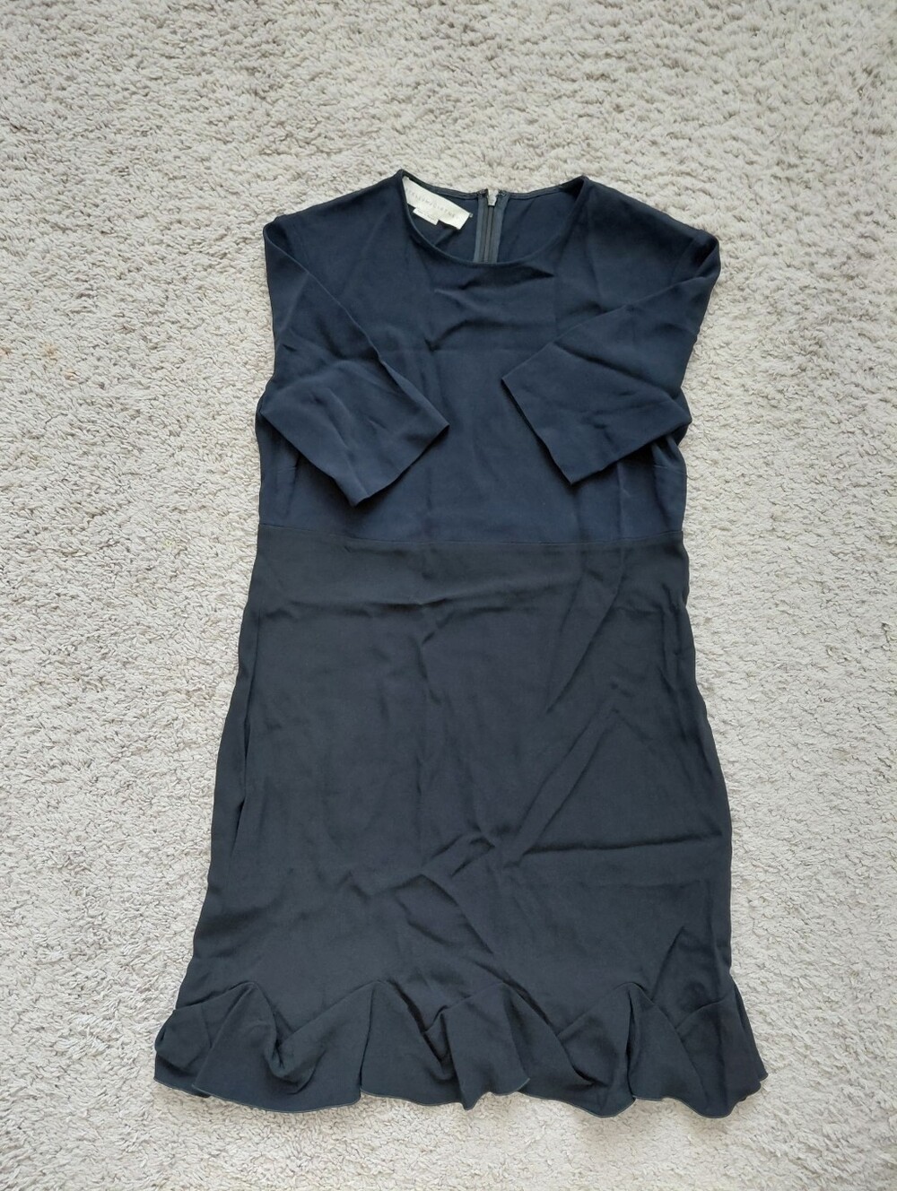 Stella McCartney Navy Midi Dress with Ruffle Hem